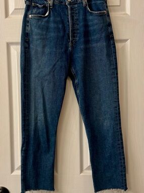 Citizen’s of Humanity Charlotte high rise cropped jeans with frayed hem.